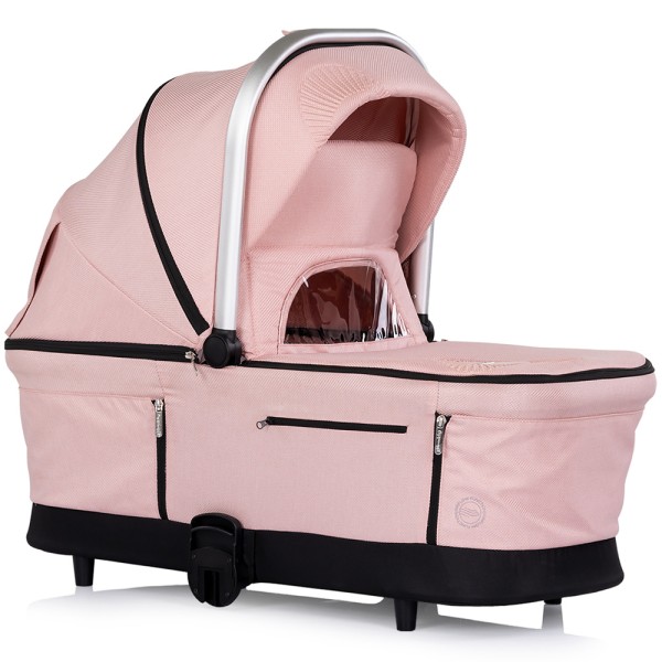 Cărucior 3 in 1 Chipolino Aurora, 0-4 ani, 22 kg, landou, parte sport reversibila, scaun auto i Size, pliabil culoare powder pink