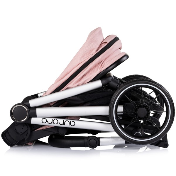 Cărucior 3 in 1 Chipolino Aurora, 0-4 ani, 22 kg, landou, parte sport reversibila, scaun auto i Size, pliabil culoare powder pink