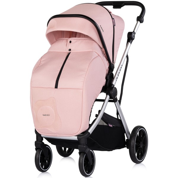 Cărucior 3 in 1 Chipolino Aurora, 0-4 ani, 22 kg, landou, parte sport reversibila, scaun auto i Size, pliabil culoare powder pink