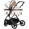 Cărucior 2 in 1 Chipolino Pearl, 0-4 ani, 22 kg, landou transformabil, parte sport reversibila, pliabil, culoare cashmere