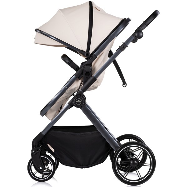 Cărucior 2 in 1 Chipolino Pearl, 0-4 ani, 22 kg, landou transformabil, parte sport reversibila, pliabil, culoare cashmere
