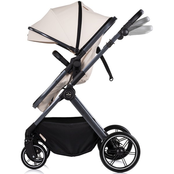 Cărucior 2 in 1 Chipolino Pearl, 0-4 ani, 22 kg, landou transformabil, parte sport reversibila, pliabil, culoare cashmere