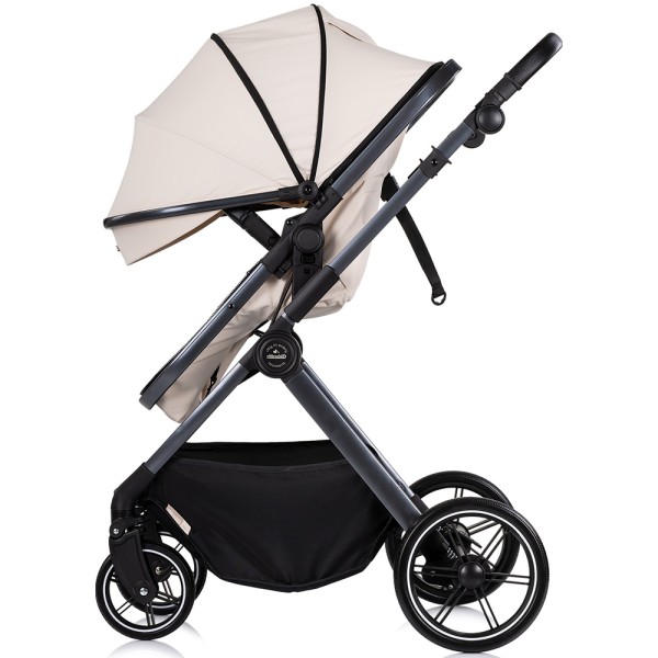Cărucior 2 in 1 Chipolino Pearl, 0-4 ani, 22 kg, landou transformabil, parte sport reversibila, pliabil, culoare cashmere