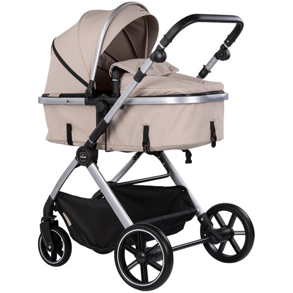 Cărucior 2 in 1 Chipolino Pearl, 0-4 ani, 22 kg, landou transformabil, parte sport reversibila, pliabil, culoare latte