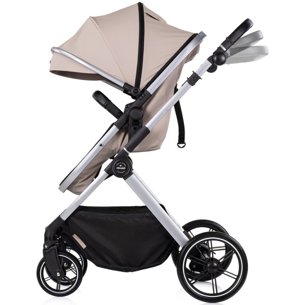 Cărucior 2 in 1 Chipolino Pearl, 0-4 ani, 22 kg, landou transformabil, parte sport reversibila, pliabil, culoare latte