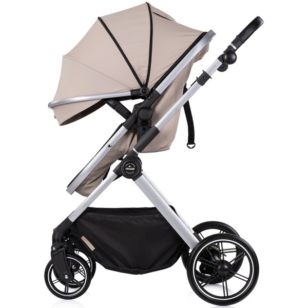 Cărucior 2 in 1 Chipolino Pearl, 0-4 ani, 22 kg, landou transformabil, parte sport reversibila, pliabil, culoare latte