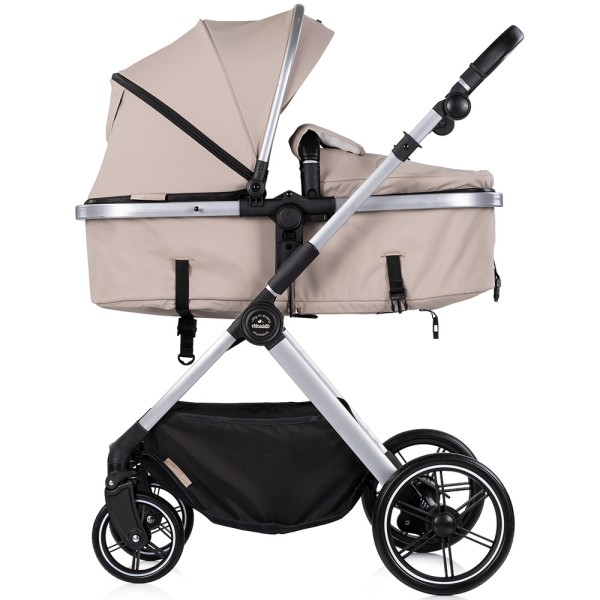 Cărucior 2 in 1 Chipolino Pearl, 0-4 ani, 22 kg, landou transformabil, parte sport reversibila, pliabil, culoare latte