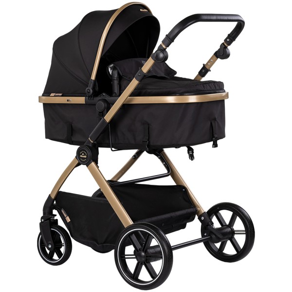 Cărucior 2 in 1 Chipolino Pearl, 0-4 ani, 22 kg, landou transformabil, parte sport reversibila, pliabil, culoare noir