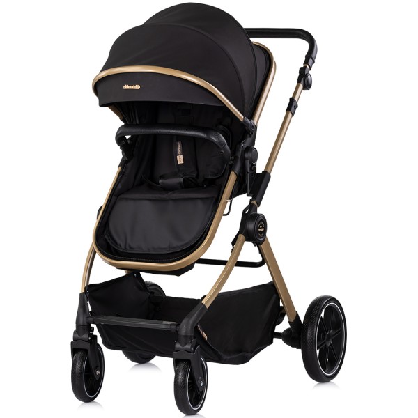 Cărucior 2 in 1 Chipolino Pearl, 0-4 ani, 22 kg, landou transformabil, parte sport reversibila, pliabil, culoare noir