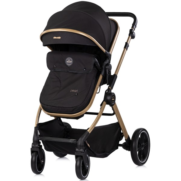 Cărucior 2 in 1 Chipolino Pearl, 0-4 ani, 22 kg, landou transformabil, parte sport reversibila, pliabil, culoare noir