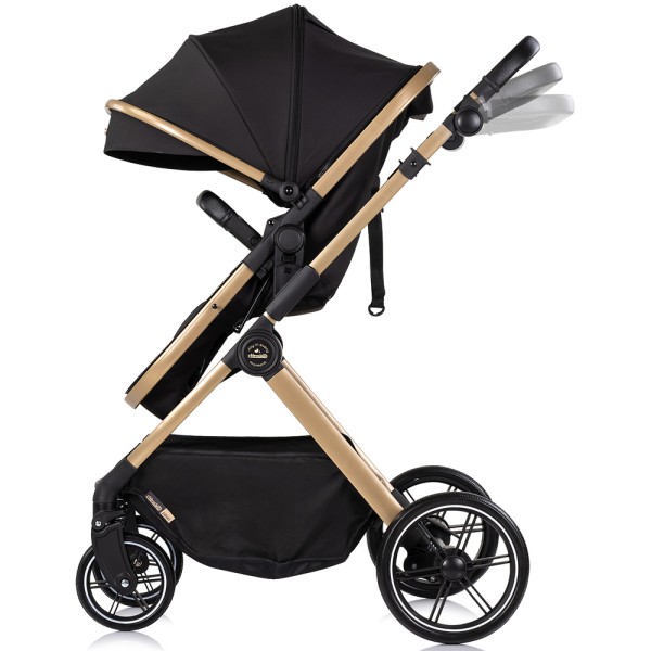 Cărucior 2 in 1 Chipolino Pearl, 0-4 ani, 22 kg, landou transformabil, parte sport reversibila, pliabil, culoare noir