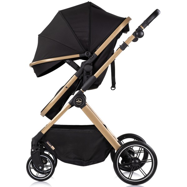 Cărucior 2 in 1 Chipolino Pearl, 0-4 ani, 22 kg, landou transformabil, parte sport reversibila, pliabil, culoare noir