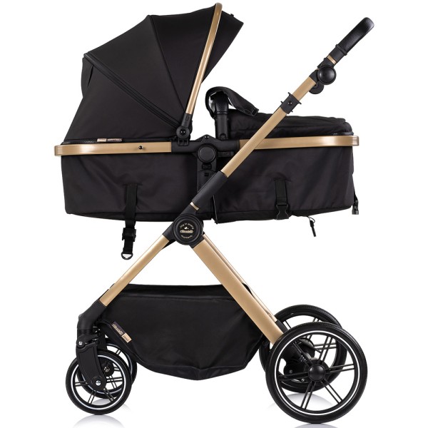 Cărucior 2 in 1 Chipolino Pearl, 0-4 ani, 22 kg, landou transformabil, parte sport reversibila, pliabil, culoare noir