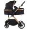 Cărucior 2 in 1 Chipolino Pearl, 0-4 ani, 22 kg, landou transformabil, parte sport reversibila, pliabil, culoare noir