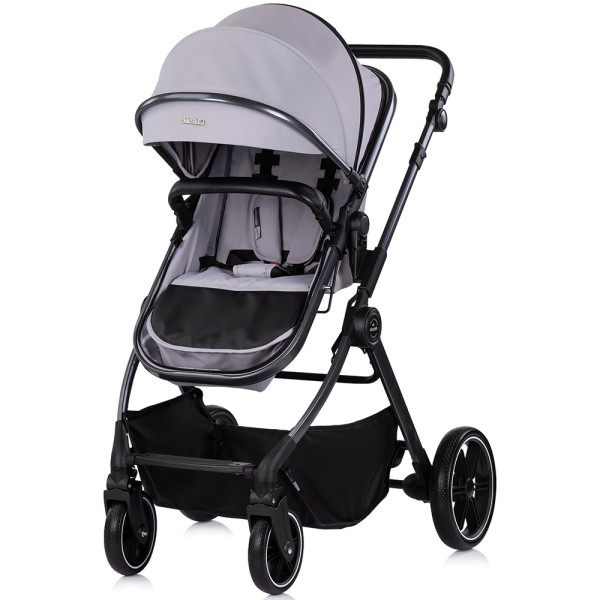 Cărucior 2 in 1 Chipolino Pearl, 0-4 ani, 22 kg, landou transformabil, parte sport reversibila, pliabil, culoare platinum