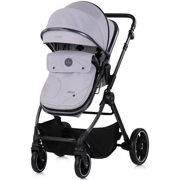 Cărucior 2 in 1 Chipolino Pearl, 0-4 ani, 22 kg, landou transformabil, parte sport reversibila, pliabil, culoare platinum