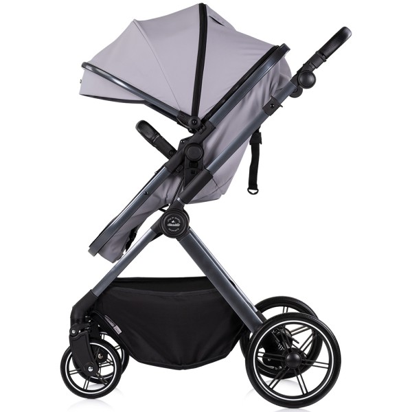 Cărucior 2 in 1 Chipolino Pearl, 0-4 ani, 22 kg, landou transformabil, parte sport reversibila, pliabil, culoare platinum