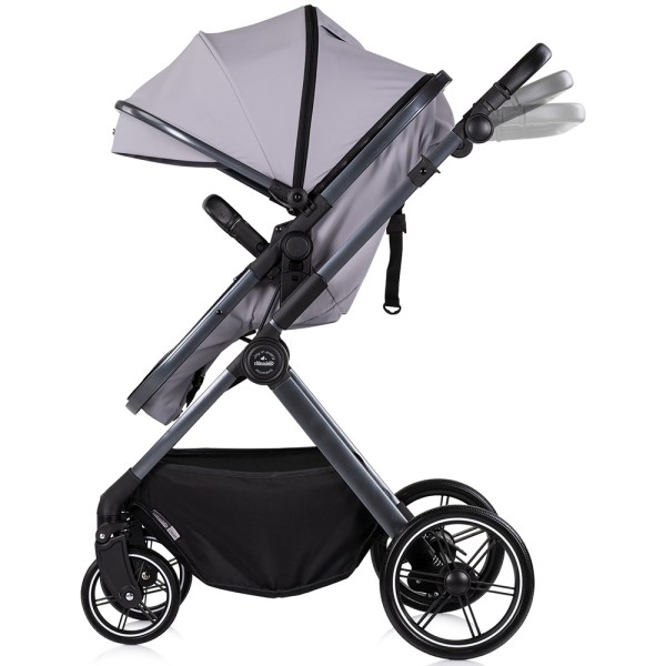 Cărucior 2 in 1 Chipolino Pearl, 0-4 ani, 22 kg, landou transformabil, parte sport reversibila, pliabil, culoare platinum