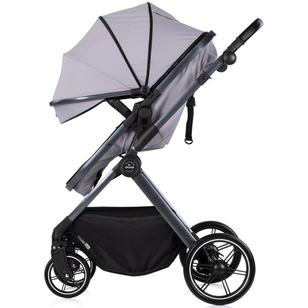 Cărucior 2 in 1 Chipolino Pearl, 0-4 ani, 22 kg, landou transformabil, parte sport reversibila, pliabil, culoare platinum