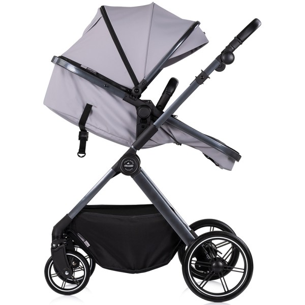 Cărucior 2 in 1 Chipolino Pearl, 0-4 ani, 22 kg, landou transformabil, parte sport reversibila, pliabil, culoare platinum
