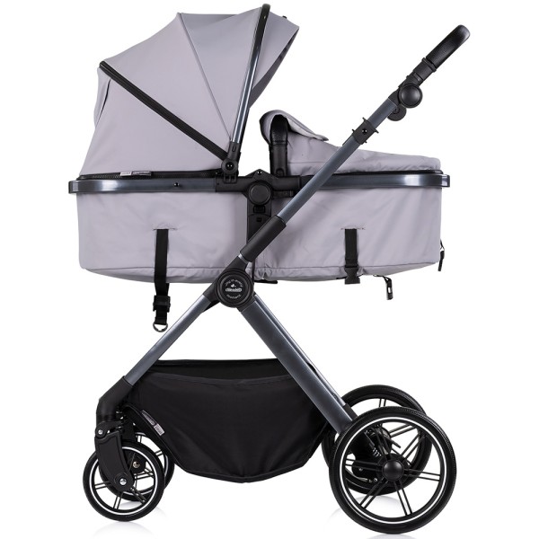 Cărucior 2 in 1 Chipolino Pearl, 0-4 ani, 22 kg, landou transformabil, parte sport reversibila, pliabil, culoare platinum