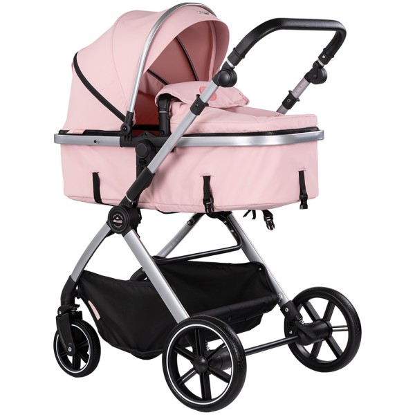 Cărucior 2 in 1 Chipolino Pearl, 0-4 ani, 22 kg, landou transformabil, parte sport reversibila, pliabil, culoare powder pink