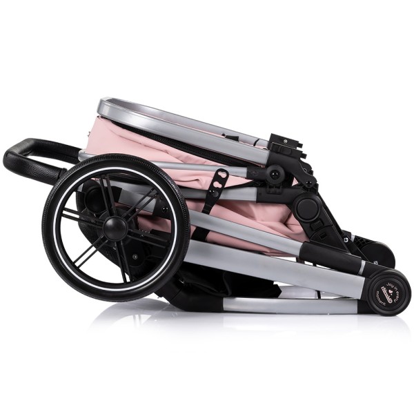Cărucior 2 in 1 Chipolino Pearl, 0-4 ani, 22 kg, landou transformabil, parte sport reversibila, pliabil, culoare powder pink