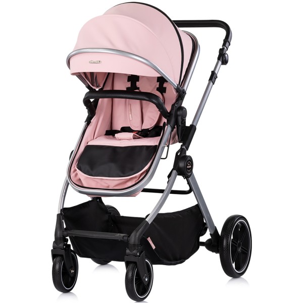 Cărucior 2 in 1 Chipolino Pearl, 0-4 ani, 22 kg, landou transformabil, parte sport reversibila, pliabil, culoare powder pink