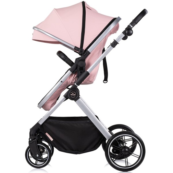 Cărucior 2 in 1 Chipolino Pearl, 0-4 ani, 22 kg, landou transformabil, parte sport reversibila, pliabil, culoare powder pink