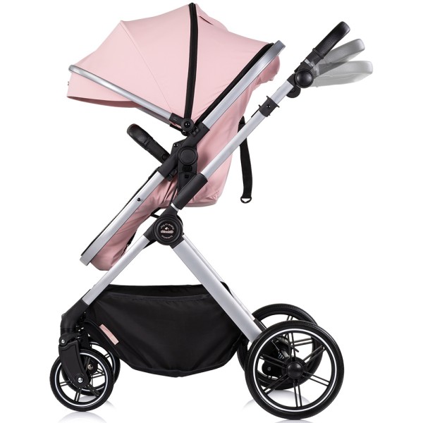 Cărucior 2 in 1 Chipolino Pearl, 0-4 ani, 22 kg, landou transformabil, parte sport reversibila, pliabil, culoare powder pink