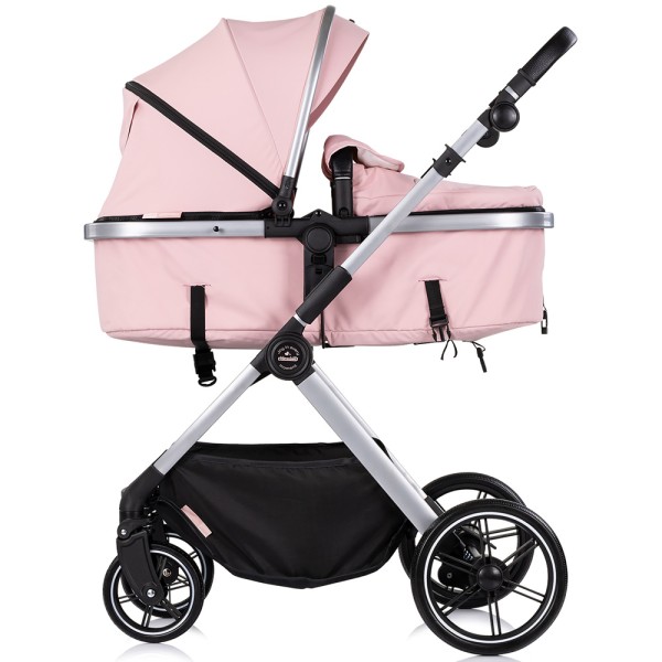 Cărucior 2 in 1 Chipolino Pearl, 0-4 ani, 22 kg, landou transformabil, parte sport reversibila, pliabil, culoare powder pink