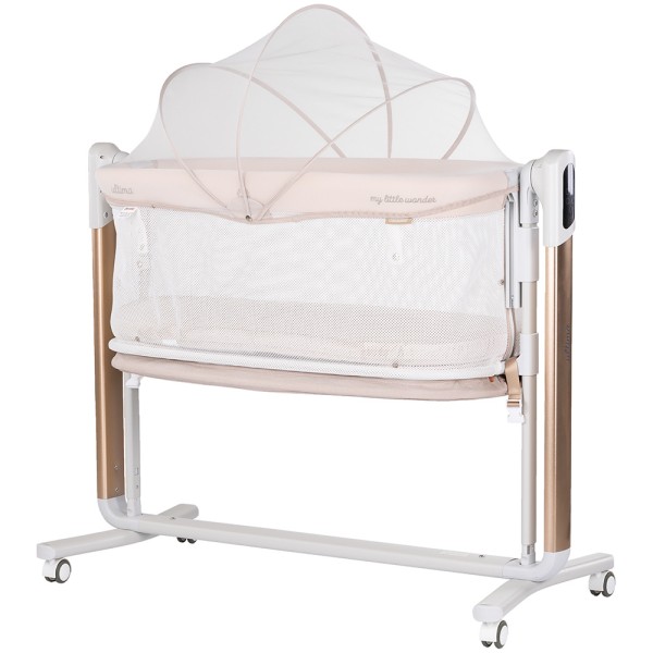 Leagan electric si patut pentru copii Chipolino Ultima cu laterala culisanta beige