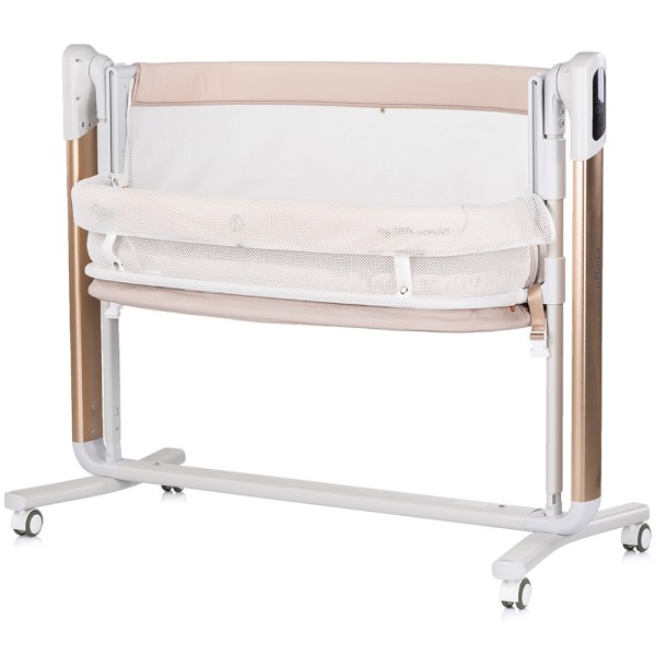 Leagan electric si patut pentru copii Chipolino Ultima cu laterala culisanta beige