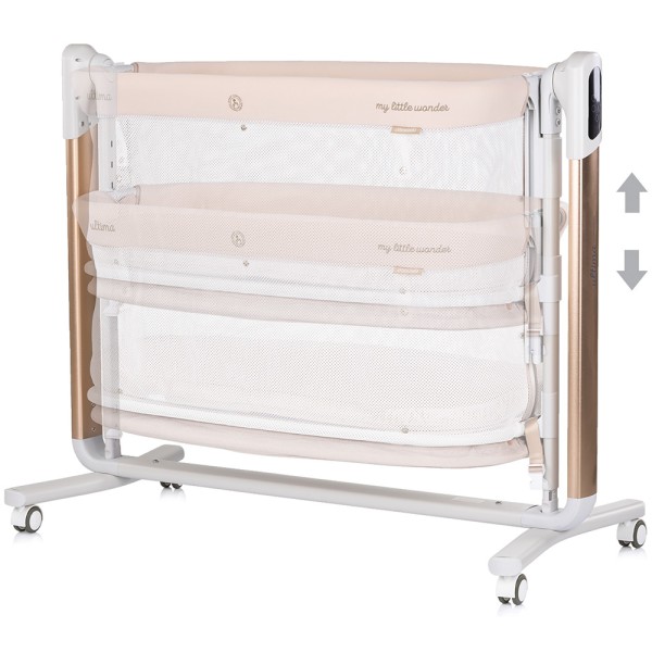 Leagan electric si patut pentru copii Chipolino Ultima cu laterala culisanta beige