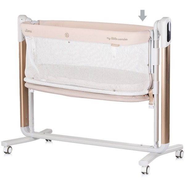 Leagan electric si patut pentru copii Chipolino Ultima cu laterala culisanta beige
