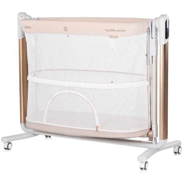 Leagan electric si patut pentru copii Chipolino Ultima cu laterala culisanta beige