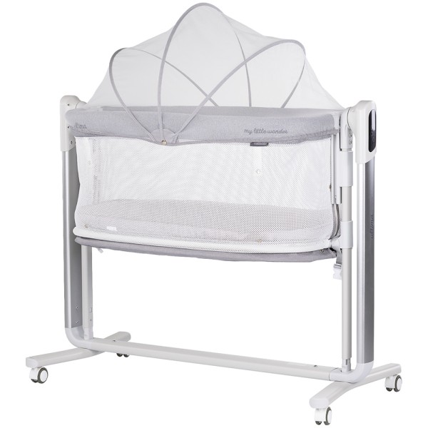 Leagan electric si patut pentru copii Chipolino Ultima cu laterala culisanta grey