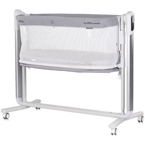 Leagan electric si patut pentru copii Chipolino Ultima cu laterala culisanta grey