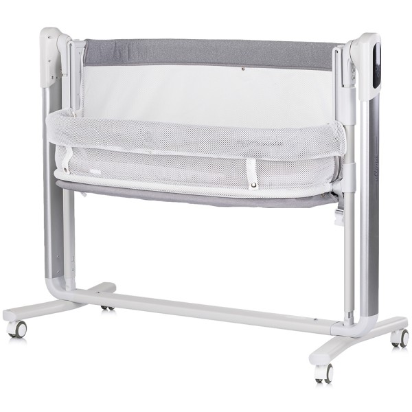 Leagan electric si patut pentru copii Chipolino Ultima cu laterala culisanta grey