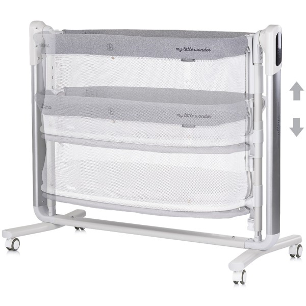 Leagan electric si patut pentru copii Chipolino Ultima cu laterala culisanta grey