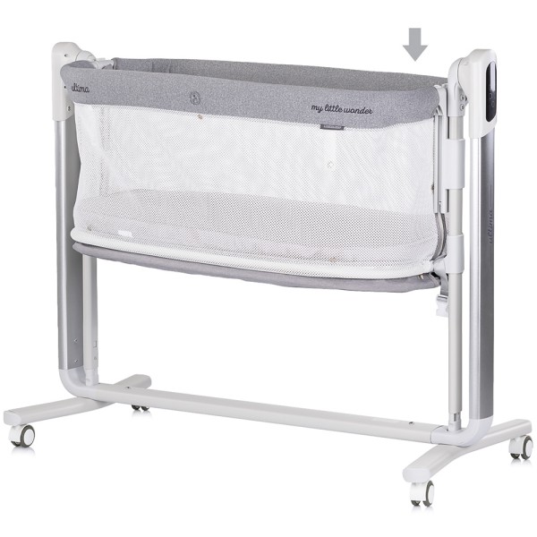 Leagan electric si patut pentru copii Chipolino Ultima cu laterala culisanta grey