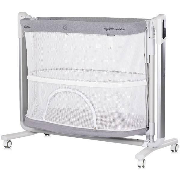 Leagan electric si patut pentru copii Chipolino Ultima cu laterala culisanta grey