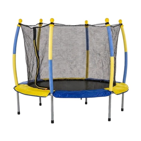 Trambulina copii Chipolino Jumpy Blue 140 cm, 3+ ani, plasa siguranta, protectie arcuri, 100 kg