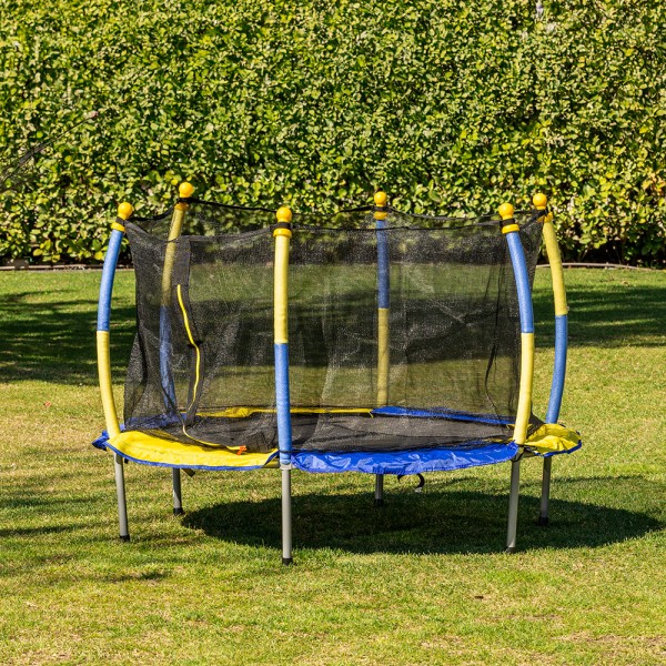 Trambulina copii Chipolino Jumpy Blue 140 cm, 3+ ani, plasa siguranta, protectie arcuri, 100 kg