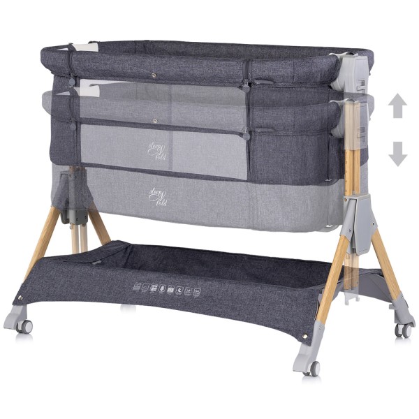 Patut co-sleeper pliabil Chipolino SleepNFold charcoal