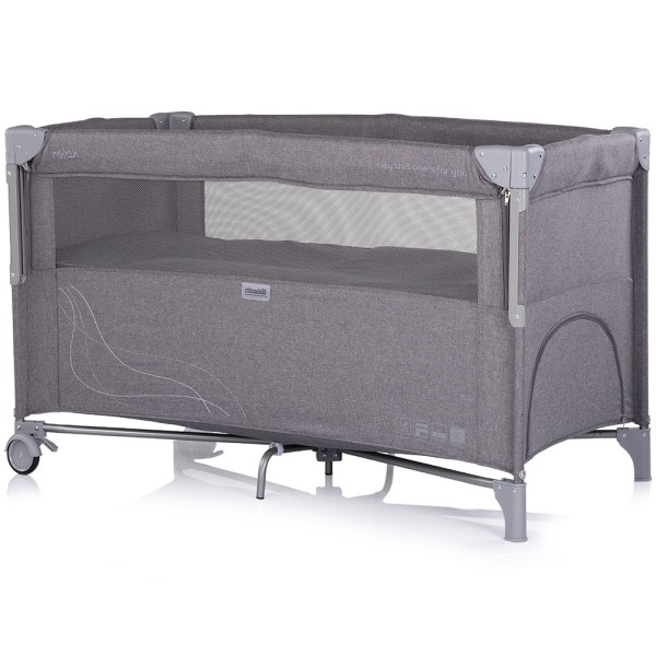 Patut pliabil Chipolino Relax charcoal linen cu laterala culisanta
