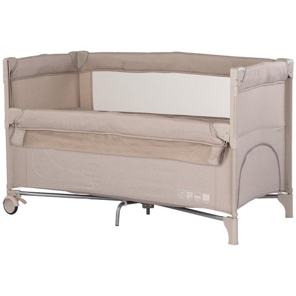 Patut pliabil Chipolino Relax latte linen cu laterala culisanta