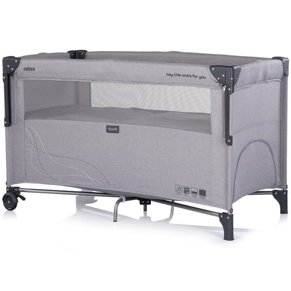 Patut pliabil Chipolino Relax platinum linen cu laterala culisanta