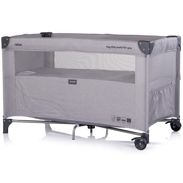 Patut pliabil Chipolino Relax platinum linen cu laterala culisanta