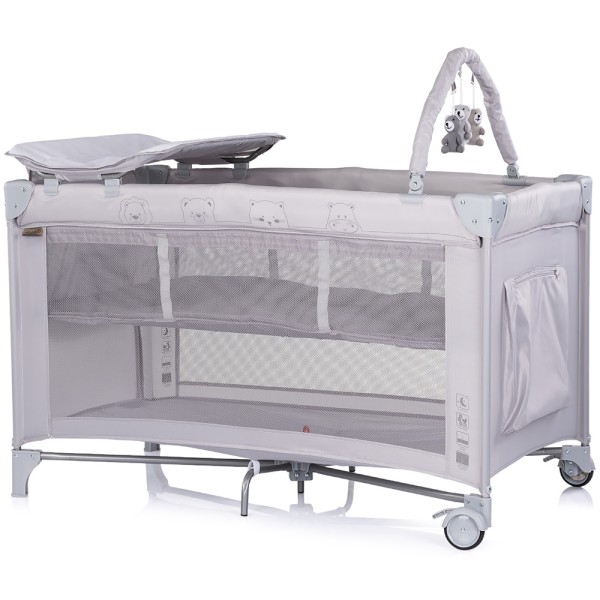 Patut pliabil cu saltea de infasat Chipolino Luna platinum